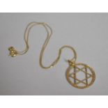 A 9ct Gold Pentangle Pendant on Fine Chain, 3.1g