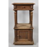 A French Marble Topped Bedside Cabinet with Reeded Supports, Base Cupboard and Top Drawer, 41cm wide