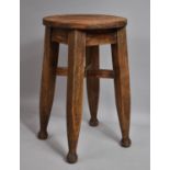 A Vintage Circular Topped Stool with Tapering Square Supports, 30cm Diameter