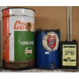 A Castrol Grease Tin, Royal Snowdrift Oil Can and a Halford Motor Oil Tin
