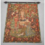 A Modern French Tapestry Wall Hanging, "Le Romana De La Rose", with Pole, 93x120cm
