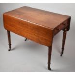 A Mid 19th Century Mahogany Drop Leaf Pembroke Table with Single Drawer by Istance, Cabinet Maker,
