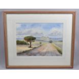 A Framed Watercolour the Road to Helderbeck form Cape Town by P Harvey, 36x26cm