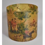 A Vintage Cylindrical Light Shade Decorated with Hunting Scenes, 30.5cm Diameter and 30cm high