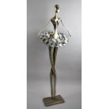 A Modern Metal Figural Study of a Ballet Dancer with Mirrored Tutu, 87cm high