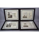 A Set of Four Framed Architectural Prints, Each 88cm x 76cm