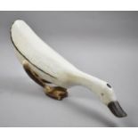 A Modern Carved Wooden Study of a Goose, 42cm Long