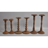 Three Pairs of Late 19th/Early 20th Century Cast Iron Candlesticks and Prickets, Tallest 30cm high