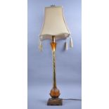 A Modern Gilt Based Barley Twist Stemmed Resin Table Lamp with Shade of Tall and Elegant