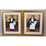 A Pair of French Waiter Prints, Moylan De La Galette, Each 40x53cm
