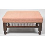 A Modern Rectangular Upholstered Stool with Spindled Frame, 66cm Long