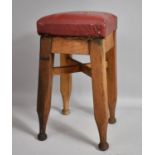 A Vintage Square Topped Bar Stool on Square Supports, 54cm high