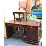 A Modern Englander Writing Desk or Dressing Table with One Long and One Short Drawer Over Side