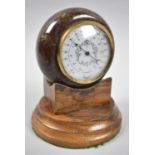 A Serpentine Marble Framed Thermometer Set on Circular Plinth Base, 14cm high
