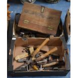 A Collection of Various Vintage Tools to Include Riveting Machine with Rivets, Planes etc