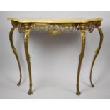 A Mid 20th Century Brass and Onyx Demi Lune Console Table, 105cm Wide