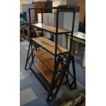 A Iron Framed Industrial Style Five Adjustable Shelf Unit, 112cm Wide