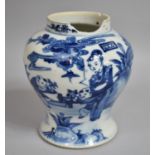 A 19th Century Chinese Blue and White Vase of Squat Baluster Form Decorated with Children at Play