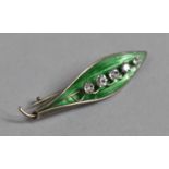 A Silver and Enamelled Brooch with Five White Stones by AJS, Birmingham 1919