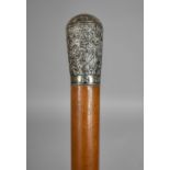 A Late 19th Century Indian Silver Topped Walking Cane, Inscribed in Memory of W Dumergue, John