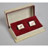 A Pair of Early to Mid 20th Century Essex Crystal Style Boxed Cufflinks Decorated with Racehorse and