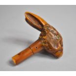 A 20th Century Resin Novelty Cane Top/Walking Stick Handle in the form of a Hare, 9cms High