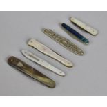 A Collection of Six Pen and Fruit Knives to include a Silver Bladed Fruit Knife, Sheffield Hallmark,