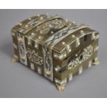 A 19th Century Anglo Indian Dome Topped Trinket Box, Veneers in Horn with Pen Work Decorated Bon