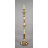 A Mid 20th Century White and Gilt Standard Lamp with Acanthus Carvings, Circular Base on Bun Feet
