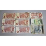 A Collection of English Bank Notes to include Five Pound Note, One Pound Note and Seven Ten Shilling