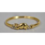 A Gilt Silver and Diamond Mounted Bangle, Kitten with Ball of String