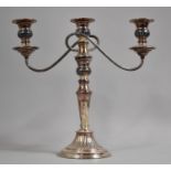 A Large Weighted Sheffield Plated Three Branch Candelabra by Elkington, 36cm High