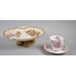 A Roslyn Magnolia Pattern Teacup and Saucer Together with a Royal Worcester Blush Ivory Shallow Bowl