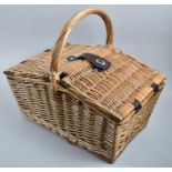 A Modern Wicker Picnic Hamper with Fitted Interior and Two Lifting Lids, no Contents, 45cm wide