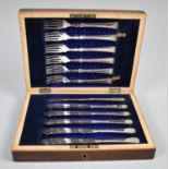 A Cased Set of Six Silver Plated Fish Knives and Forks