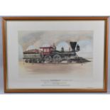 A Framed American Steam Locomotive Print, General, 48x31cm