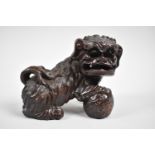 A Nice Quality Carved Wooden Study of a Chinese Temple Lion, 15cm wide
