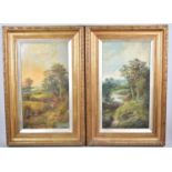 A Pair of Late 19th Century/Early 20th Century Gilt Framed Oils on Boards Signed I Wallace,