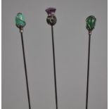 A Collection of Three Charles Horner Jewelled Hatpins