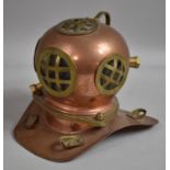 A Mid/Late 20th Century Brass and Copper Model of a Diving Helmet, 15cm high