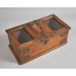 A Late Victorian/Edwardian Brass Mounted Oak Smokers Box with Glazed Hinged Lids to Outer