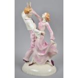 A 1950's Ceramic Figure Group, Ballroom Dancing, Gents Fingers AF, 39cm high