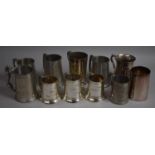 A Collection of Various Silver Plated and Pewter Tankards Etc