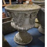 A Reconstituted Stone Garden Urn with Moulded Decoration to Body, 51cm Diameter