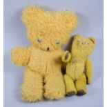 Two Vintage Plush Teddy Bears, the Smallest 32 cm high