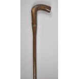 A Vintage Ladies Walking Cane with Silver Plate Band, 90cm Long