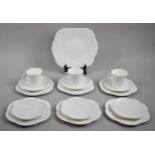 A Collection of White Shelley Teawares to Include Cake Plate, Six Side Plates and Saucer and Three