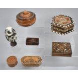 A Collection of Mid 20th Century Decorated and Inlaid Boxes Together with a 19th Century