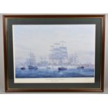 A Framed Maritime Print, The Arrival of Tall Ships in the Mersey 1992, Signed by the Artist Edward