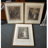 A Set of Three Framed Cries of London Prints, Each 41x31cm